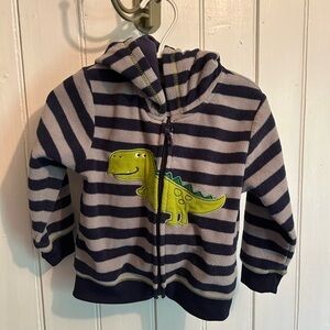 (3/$20) Carters 18m blue & green stripe green Dinosaur zip up Hoodie sweater